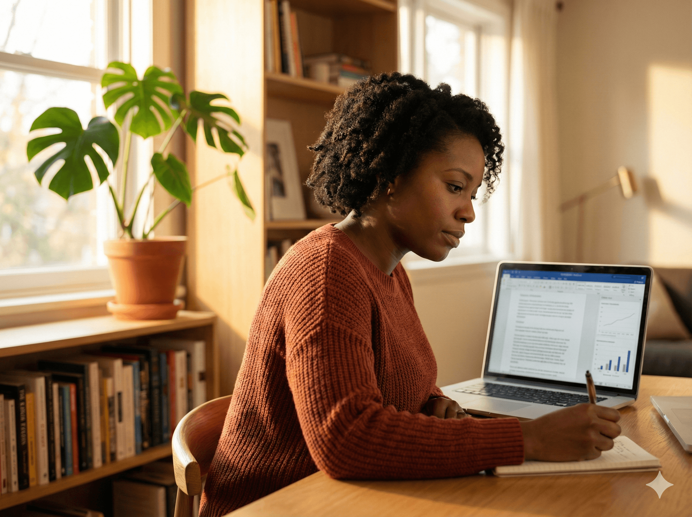 Person reviewing resources